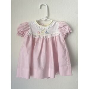 Vintage PEACHES N CREAM 6-9M Dress Ruffle Collar Birthday Ducks Lace USA MADE